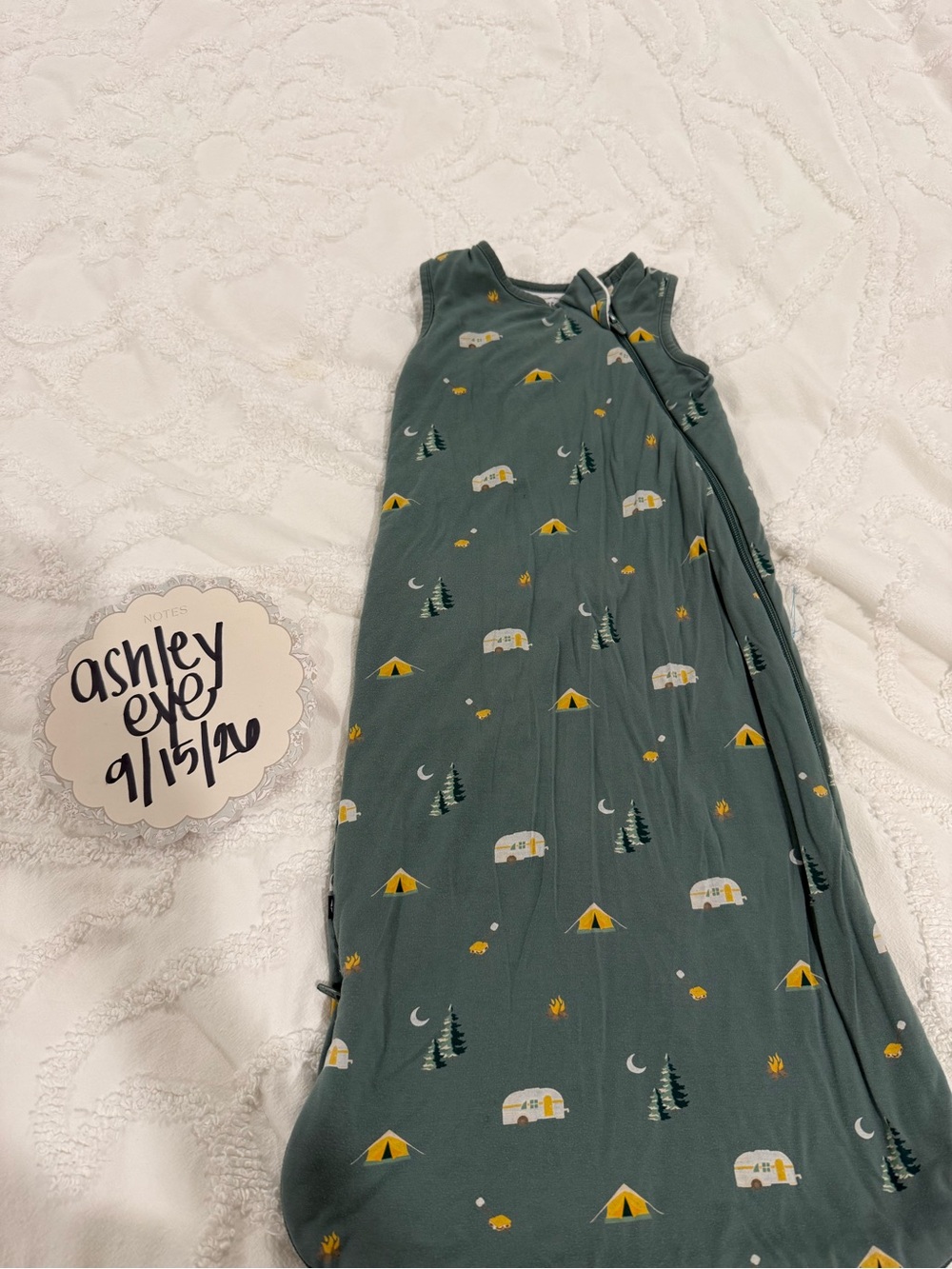 Kyte BABY Green Camping Print Sleep Sack with Yellow Accents
